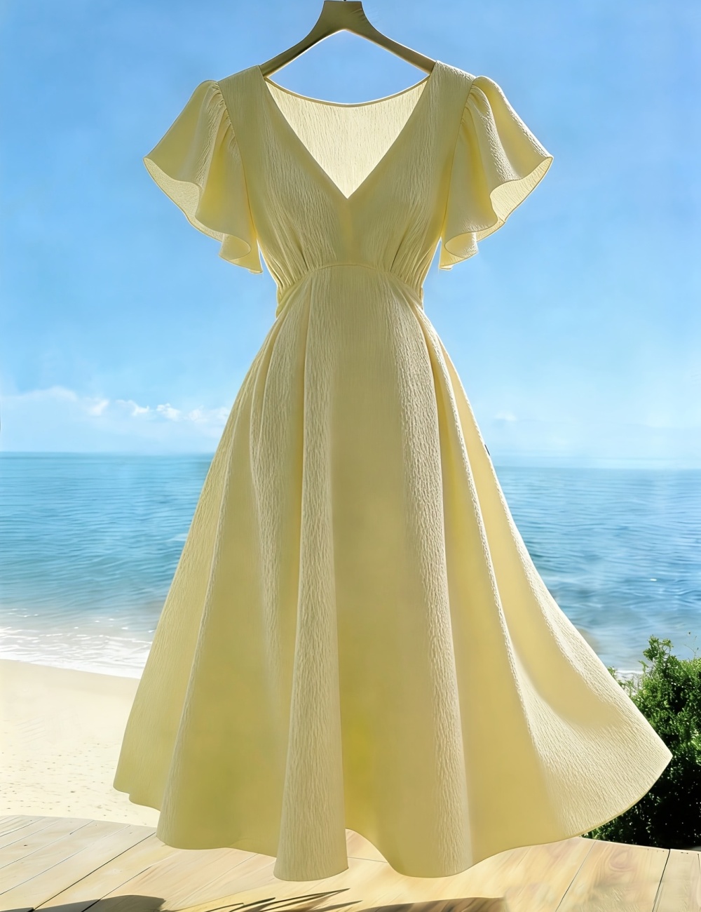 Summer France style Casual elegant pure V-neck dress for women