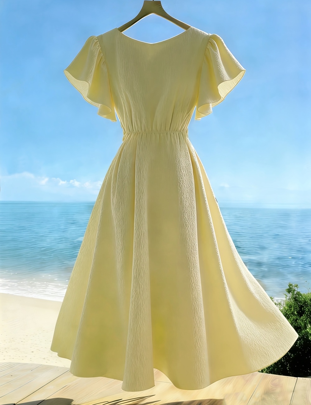 Summer France style Casual elegant pure V-neck dress for women