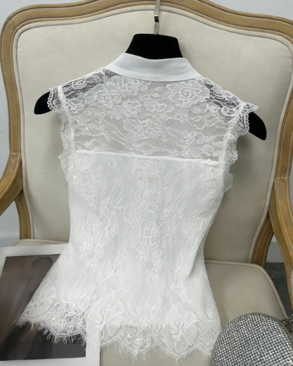 Fashion splice lace simple slim summer pure vest for women
