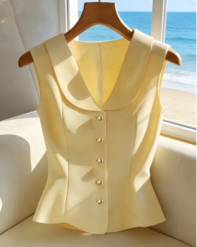 Elegant summer pure lapel commuting shirt for women