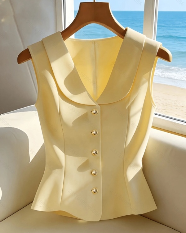 Elegant summer pure lapel commuting shirt for women