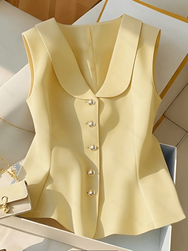 Elegant summer pure lapel commuting shirt for women