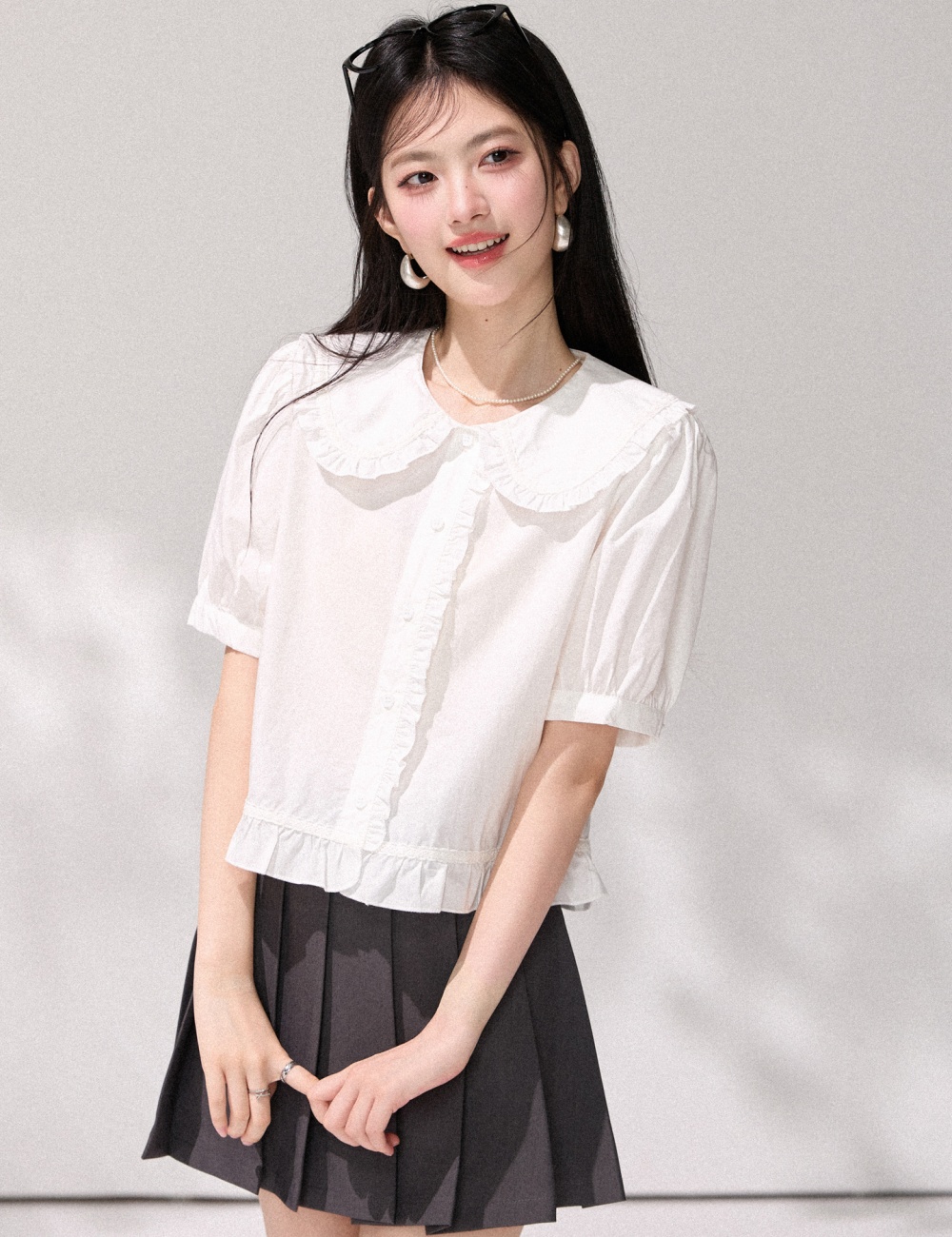 Doll collar shirt commuting small shirt for women