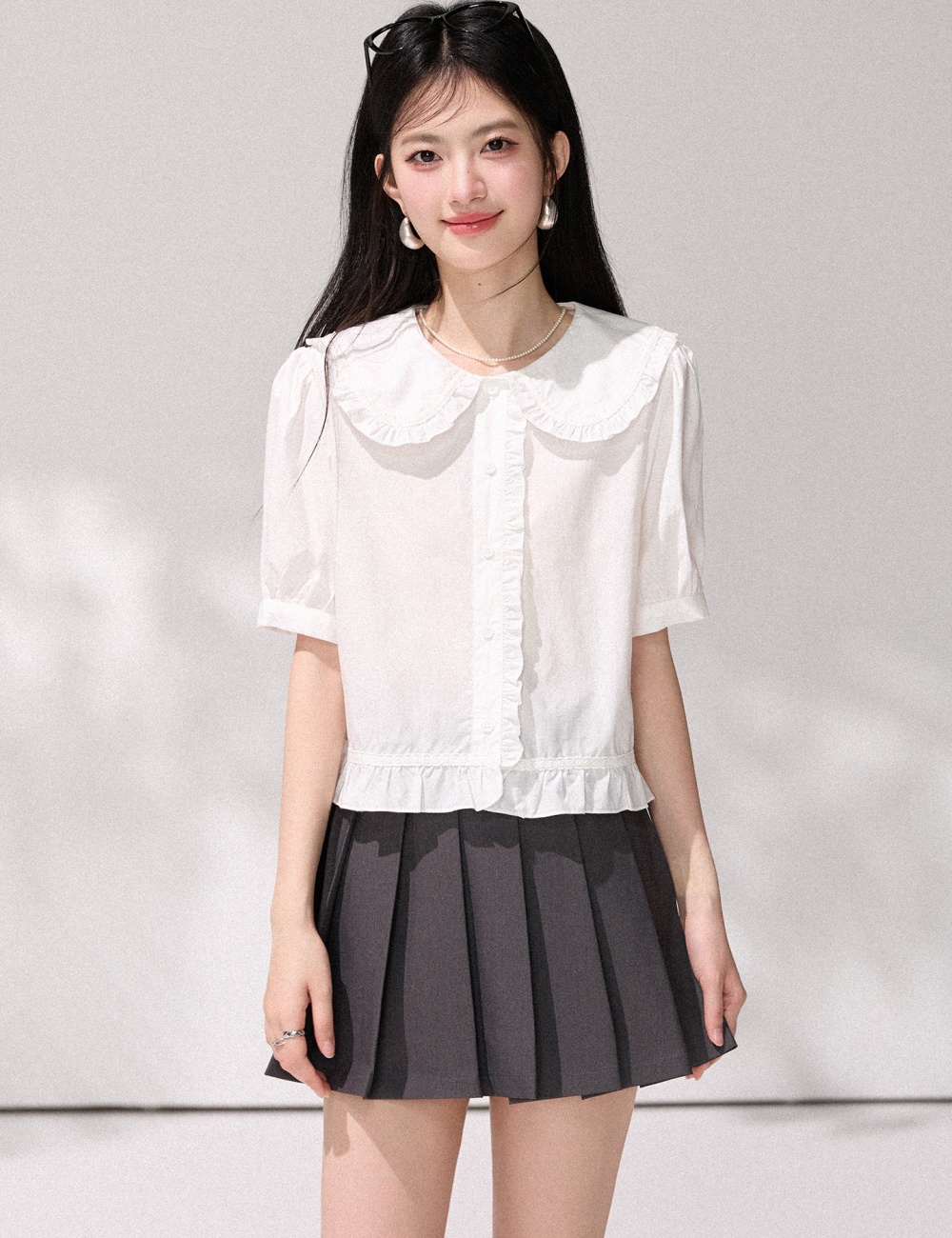 Doll collar shirt commuting small shirt for women