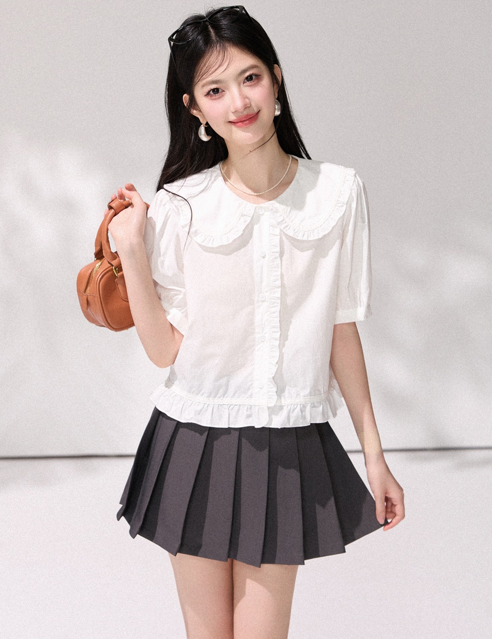 Doll collar shirt commuting small shirt for women