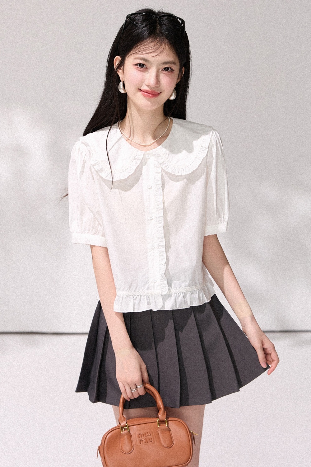 Doll collar shirt commuting small shirt for women