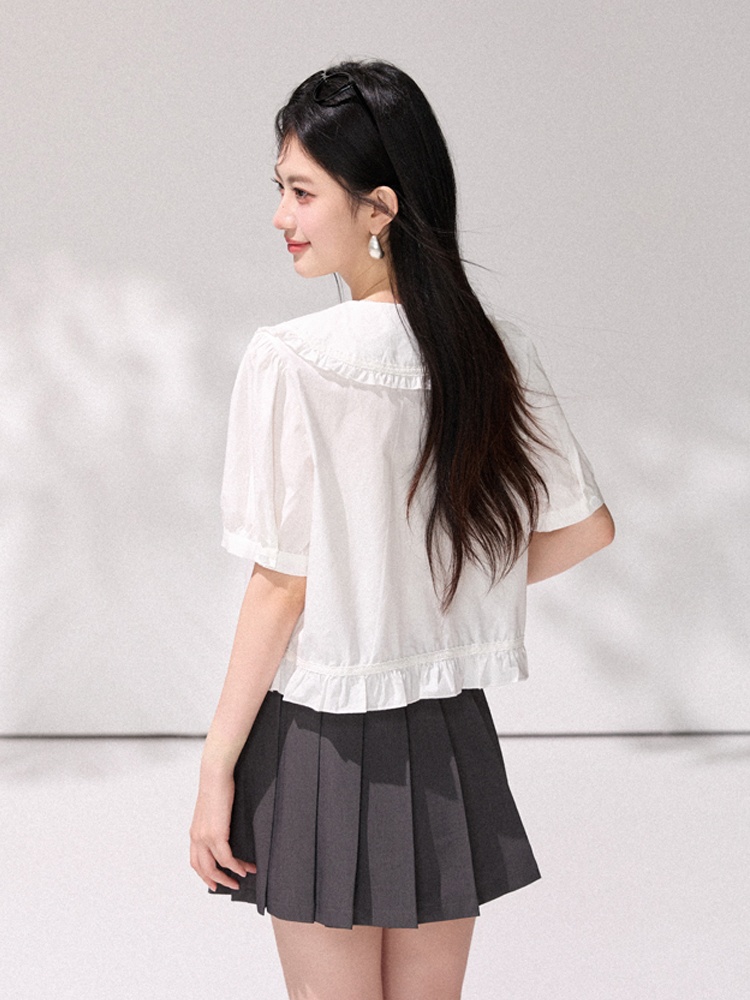 Doll collar shirt commuting small shirt for women