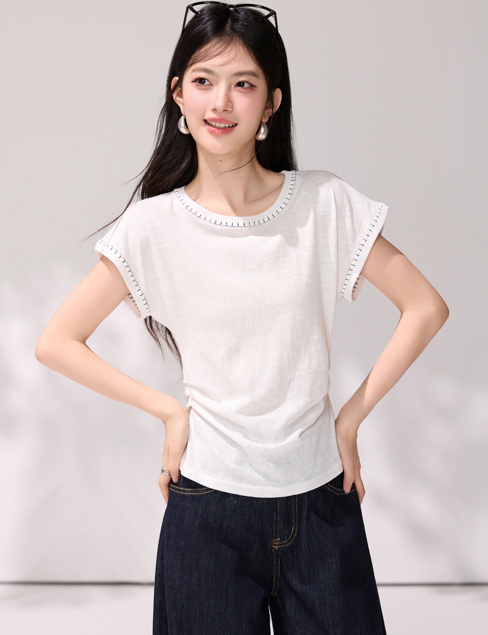 Short sleeve summer slim tops commuting maiden T-shirt