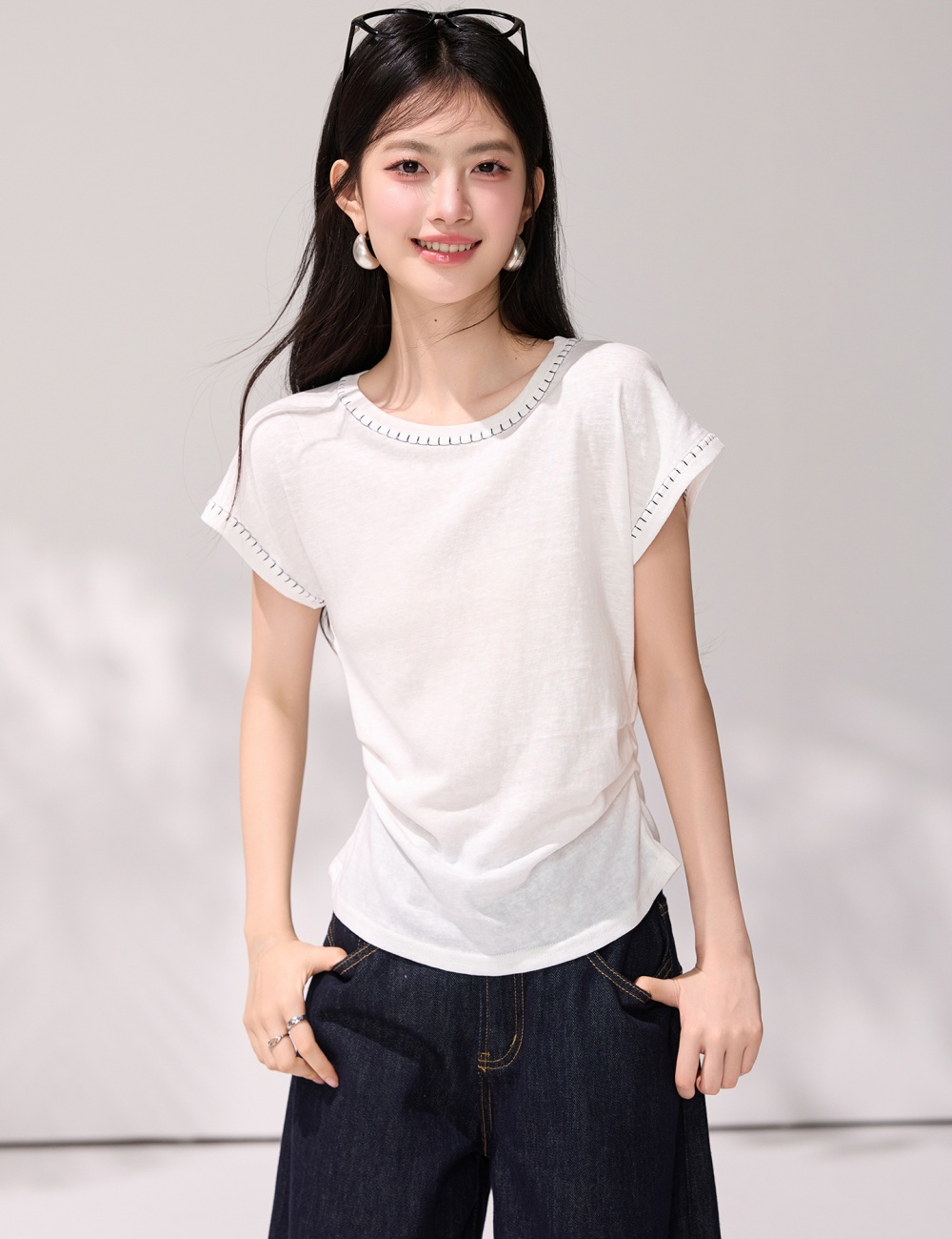 Short sleeve summer slim tops commuting maiden T-shirt