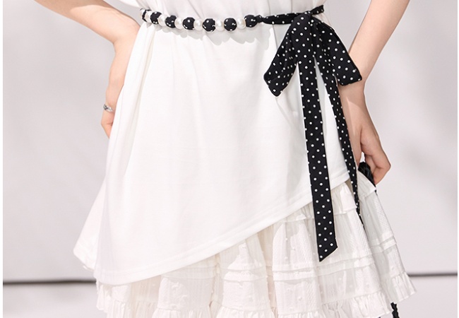 Summer sloping shoulder belt irregular T-shirt