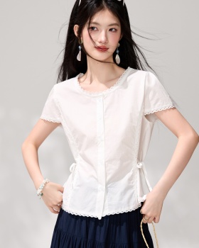 Round neck temperament shirt commuting tops for women