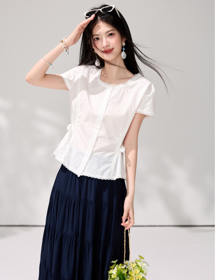 Round neck temperament shirt commuting tops for women