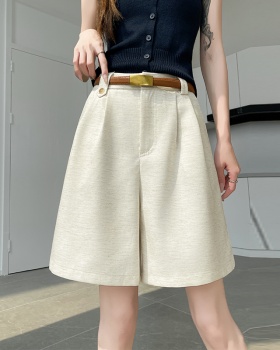 Cotton linen A-line suit pants summer shorts for women