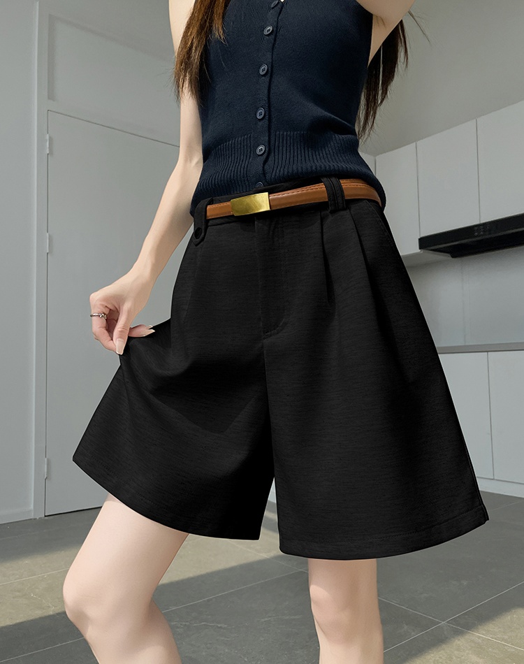 Cotton linen A-line suit pants summer shorts for women