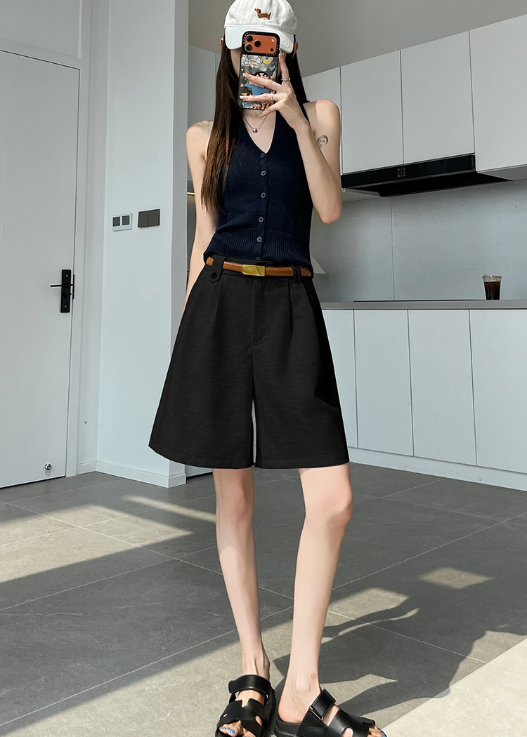 Cotton linen A-line suit pants summer shorts for women