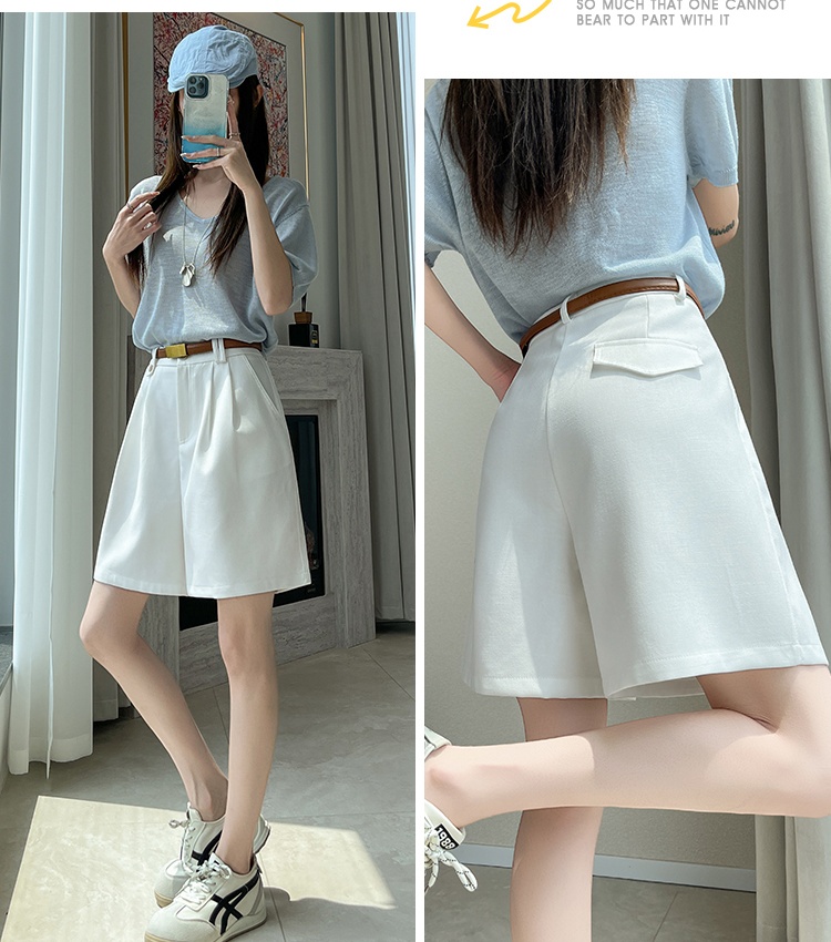 Cotton linen A-line suit pants summer shorts for women