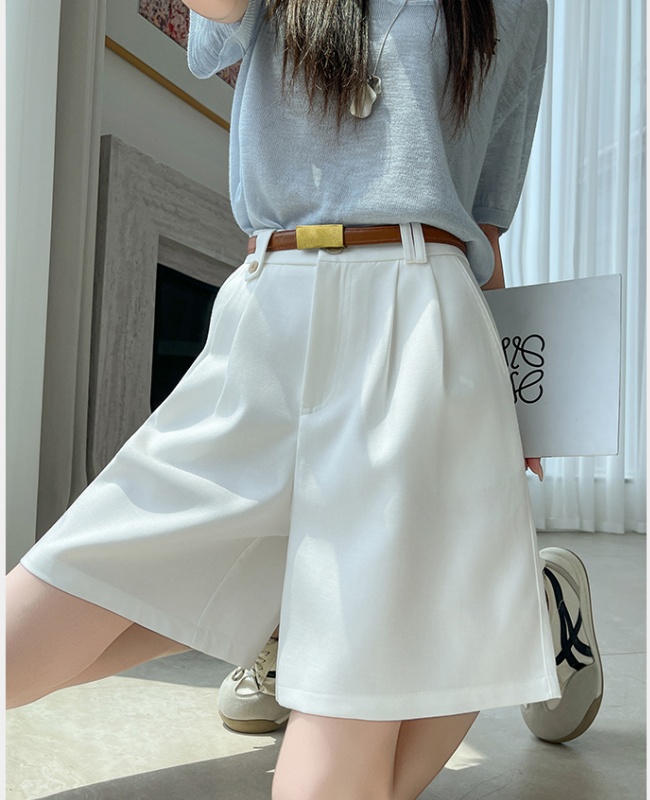 Cotton linen A-line suit pants summer shorts for women