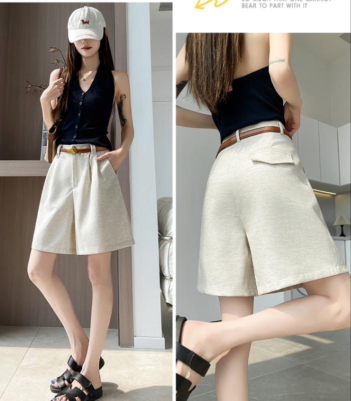 Cotton linen A-line suit pants summer shorts for women