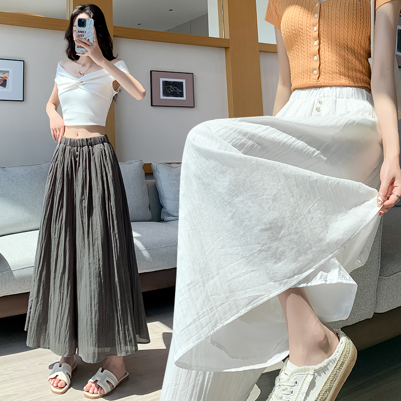 Nine tenths culottes Casual wide leg pants for women
