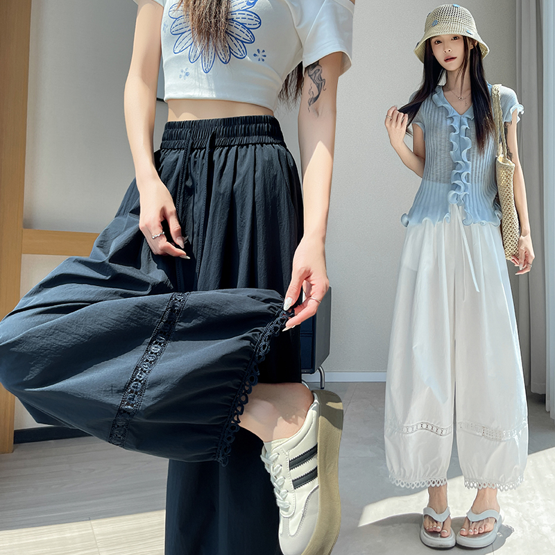 Hollow summer wicking casual pants ice silk lace bloomers