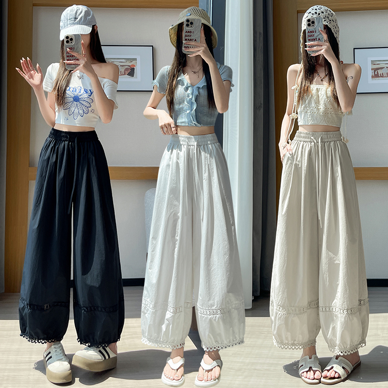 Hollow summer wicking casual pants ice silk lace bloomers