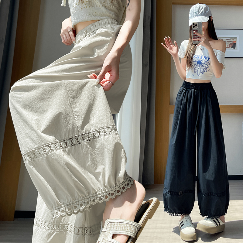 Hollow summer wicking casual pants ice silk lace bloomers