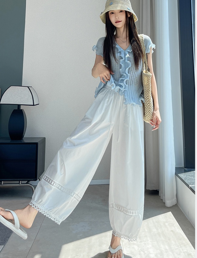 Hollow summer wicking casual pants ice silk lace bloomers