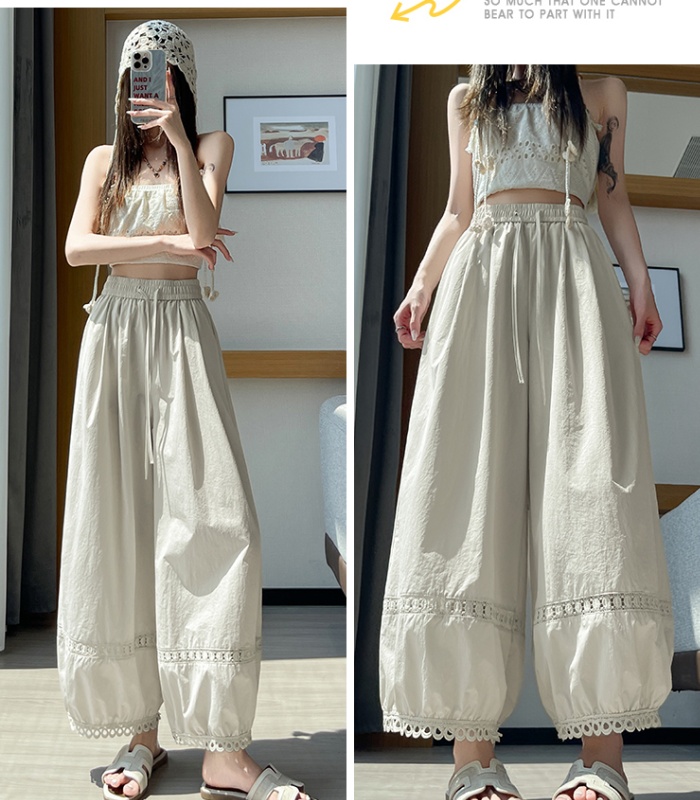 Hollow summer wicking casual pants ice silk lace bloomers