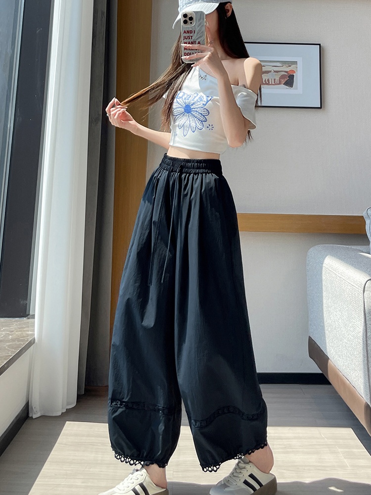 Hollow summer wicking casual pants ice silk lace bloomers