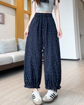 Polka dot loose bloomers thin nine pants for women