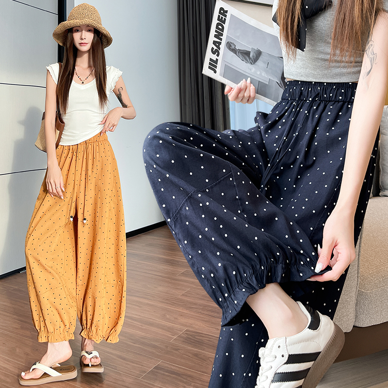 Polka dot loose bloomers thin nine pants for women