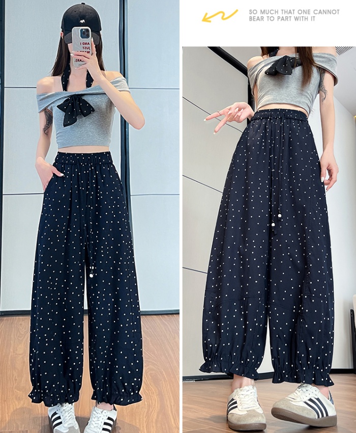 Polka dot loose bloomers thin nine pants for women