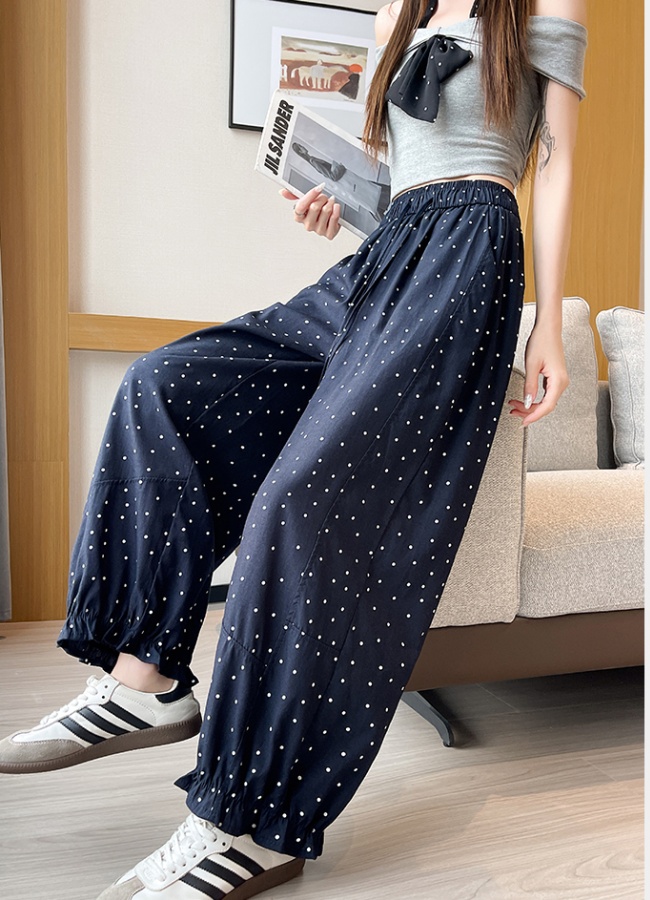 Polka dot loose bloomers thin nine pants for women