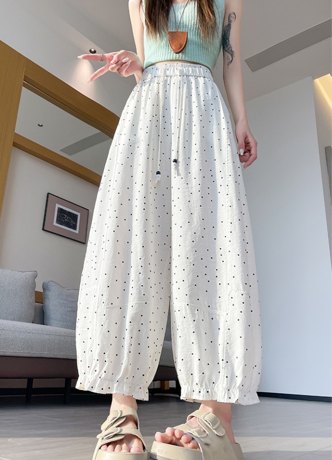 Polka dot loose bloomers thin nine pants for women