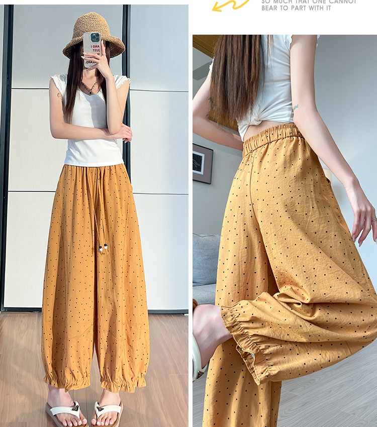 Polka dot loose bloomers thin nine pants for women
