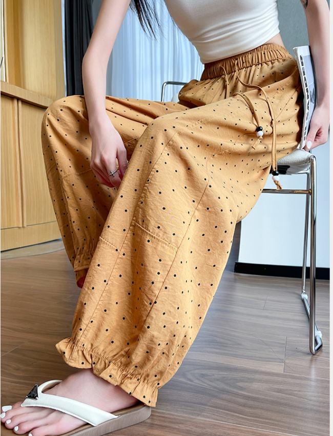 Polka dot loose bloomers thin nine pants for women