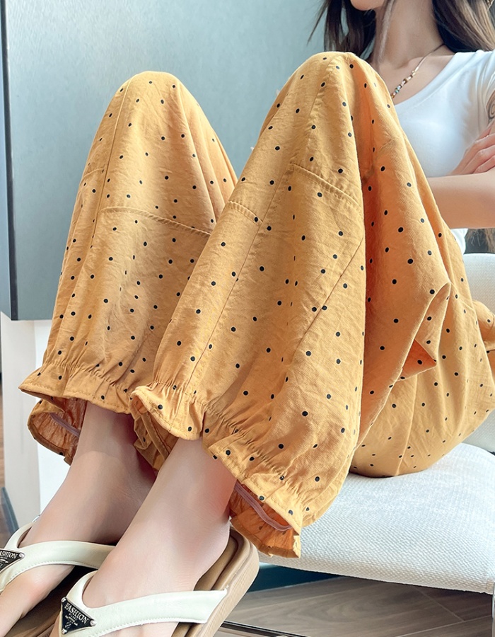 Polka dot loose bloomers thin nine pants for women