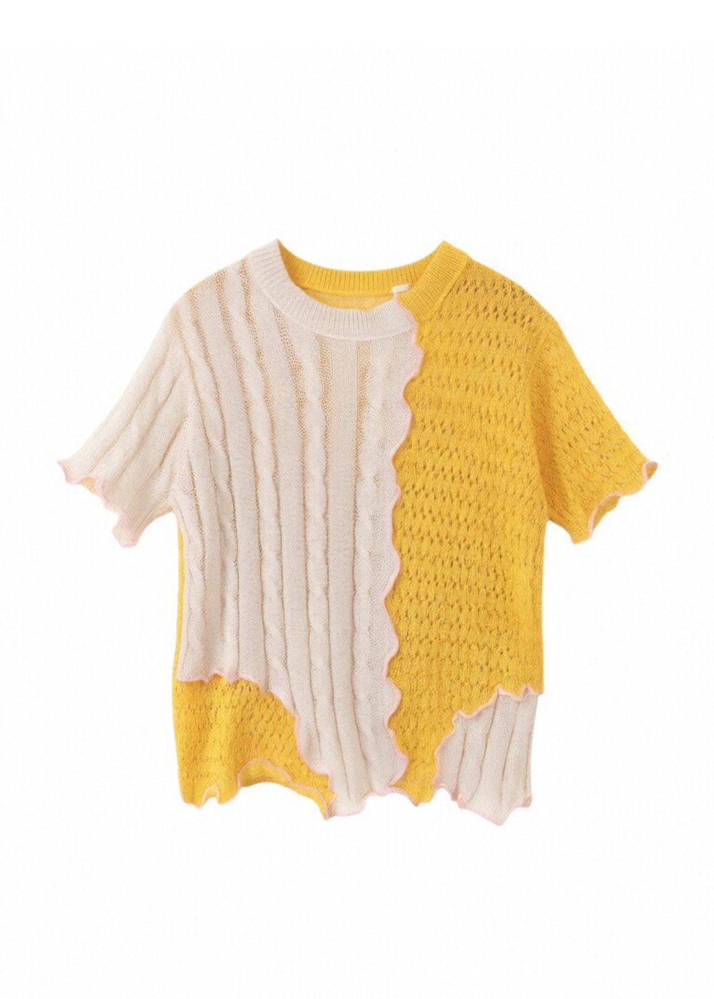 Splice mixed colors summer retro hollow sweater for women