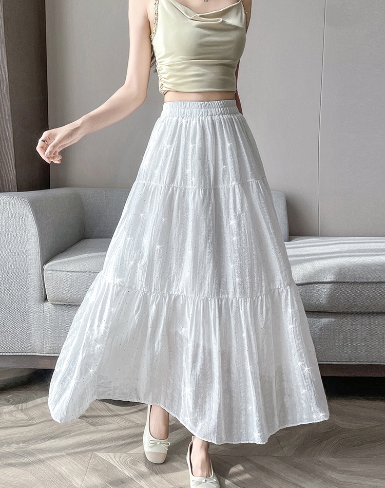 Relief rose printing diamond A-line long dress