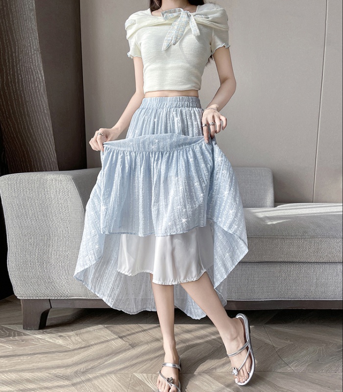 Relief rose printing diamond A-line long dress
