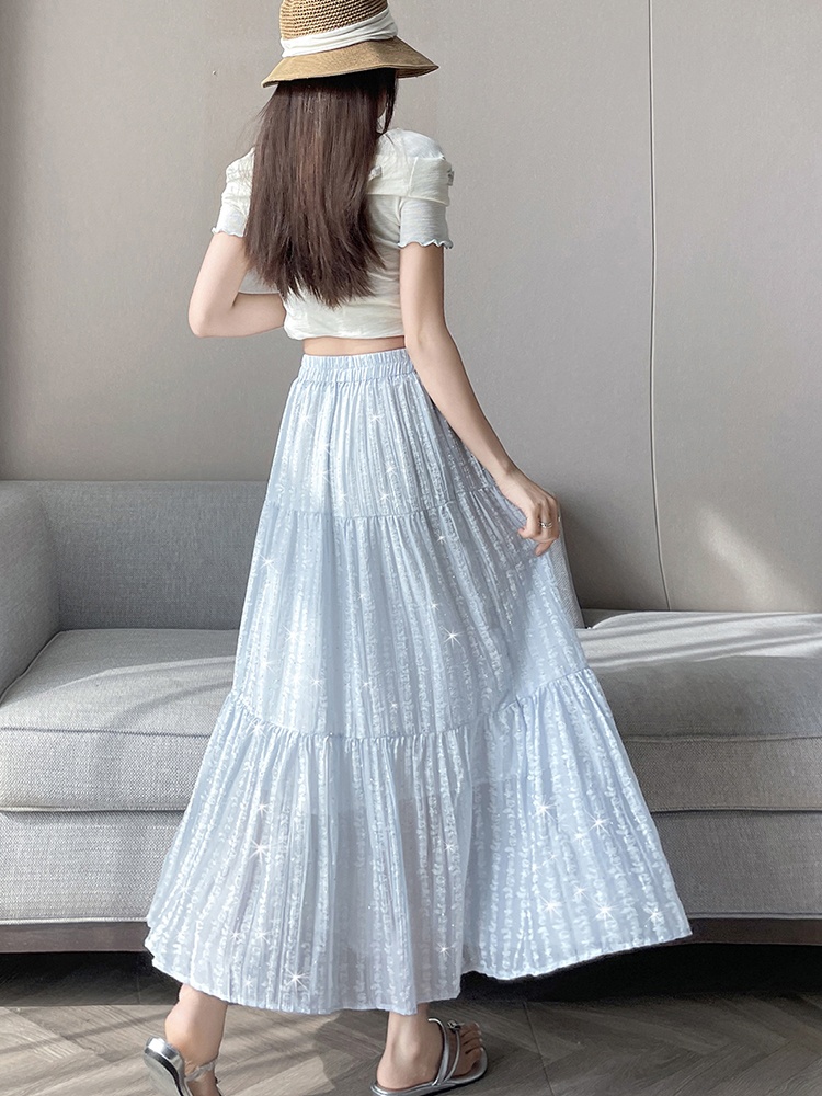 Relief rose printing diamond A-line long dress