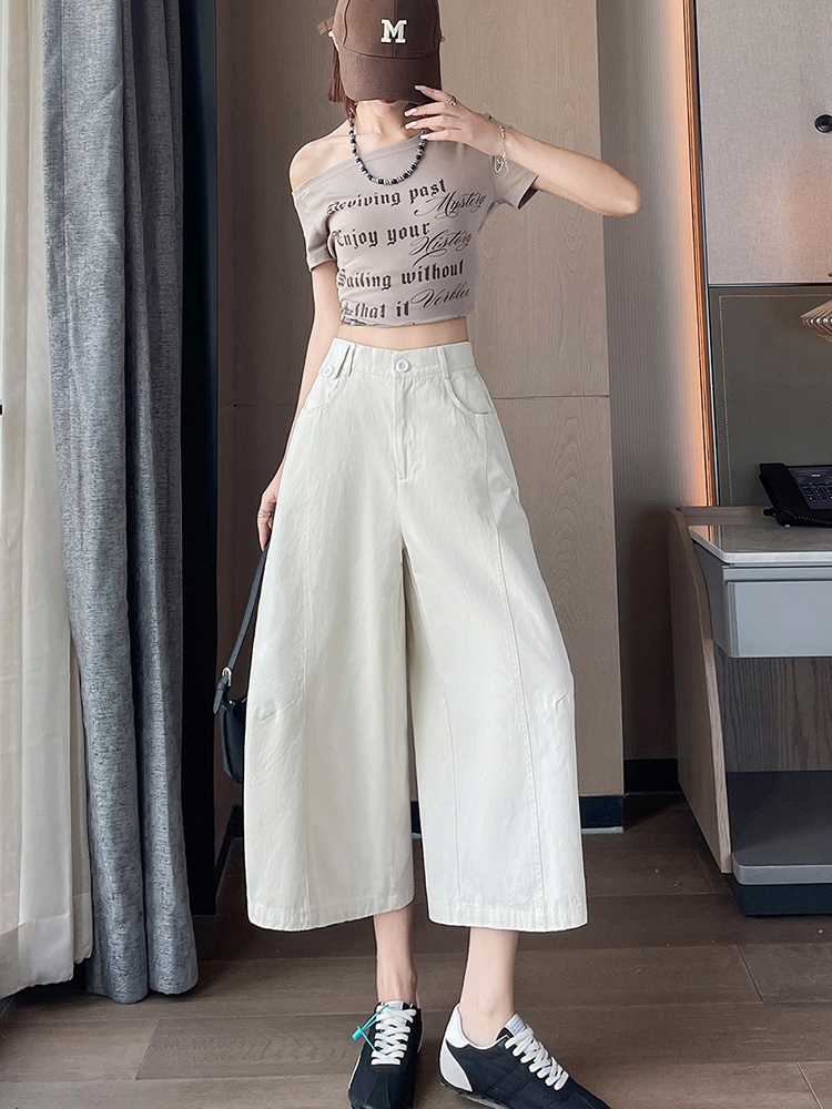 All-match high waist Casual small unique five pants