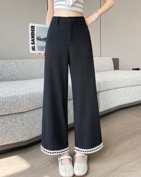 Black commuting long pants wide leg business suit