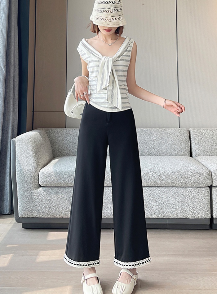 Black commuting long pants wide leg business suit