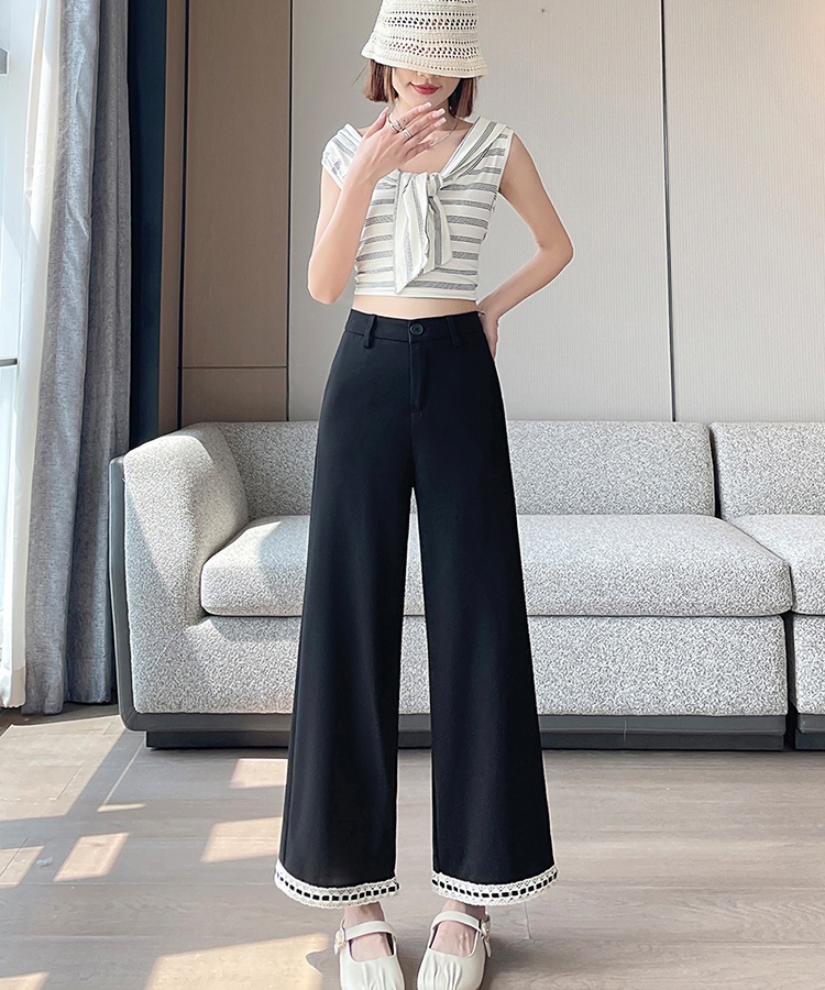 Black commuting long pants wide leg business suit