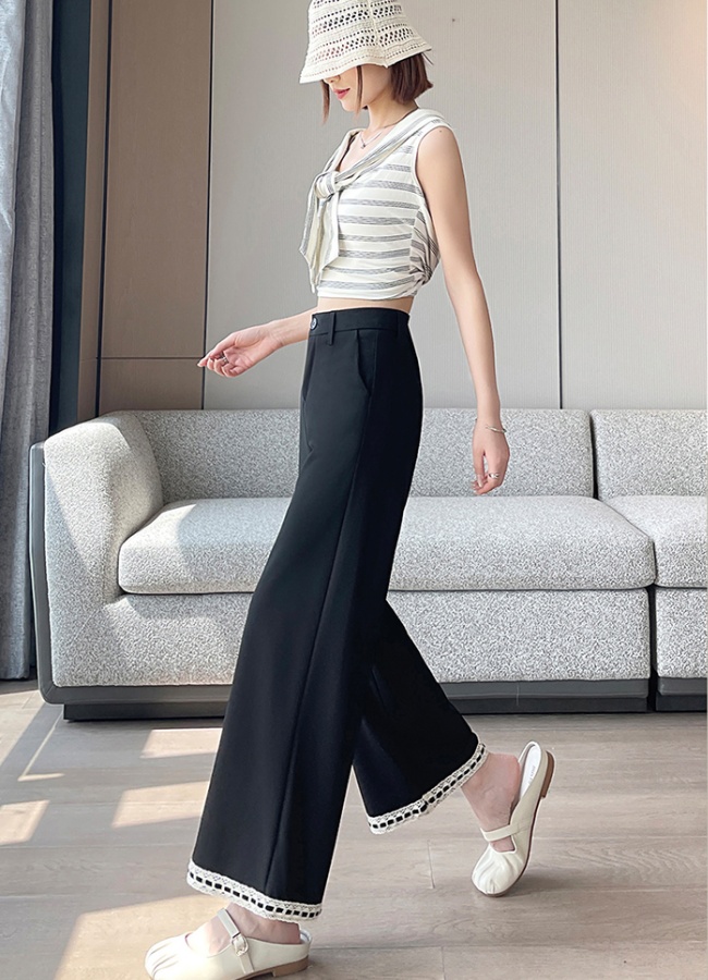 Black commuting long pants wide leg business suit
