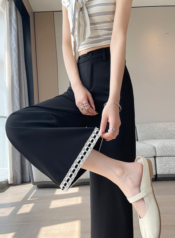 Black commuting long pants wide leg business suit