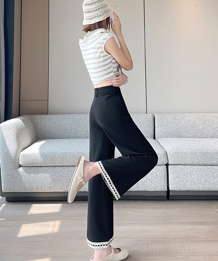 Black commuting long pants wide leg business suit