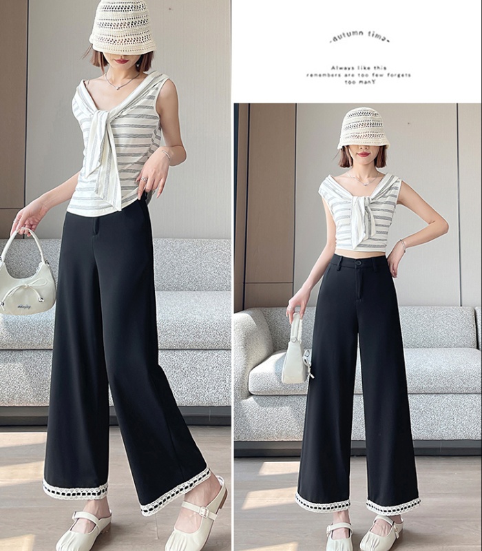 Black commuting long pants wide leg business suit