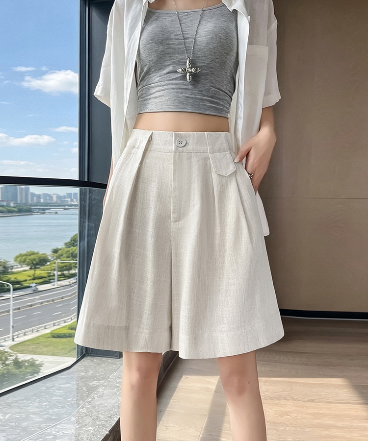 Elastic waist summer breathable high waist art shorts